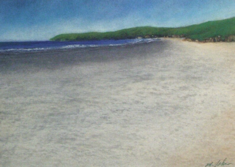 My Beach original pastel painting california seascape sand waves coastal