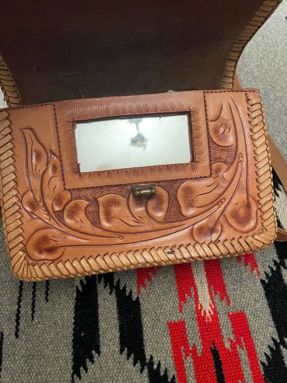 Vintage Tooled Leather Handbag from the 60's-70's - image 3