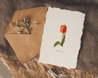 Printable Tulip Thank You Card.3.5"x5" includes envelope