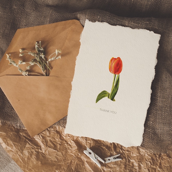 Printable Tulip Thank You Card.3.5"x5" includes envelope