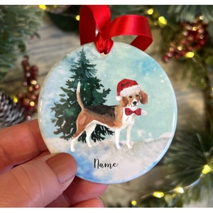 Personalised Beagle Christmas Ornament, Dog Christmas Decoration, Dog Gift, Dog tree decoration, Beagle Christmas decoration, Beagle Gift