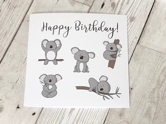 Carte Multi Koala Joyeux Anniversaire Koala Carte Etsy France