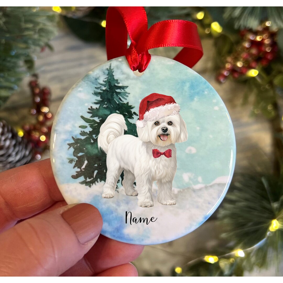 Personalised Maltese Christmas Ornament, Dog Christmas Decoration,  Personalised Dog Gift, Dog Tree Decoration, Maltese Christmas Decoration 