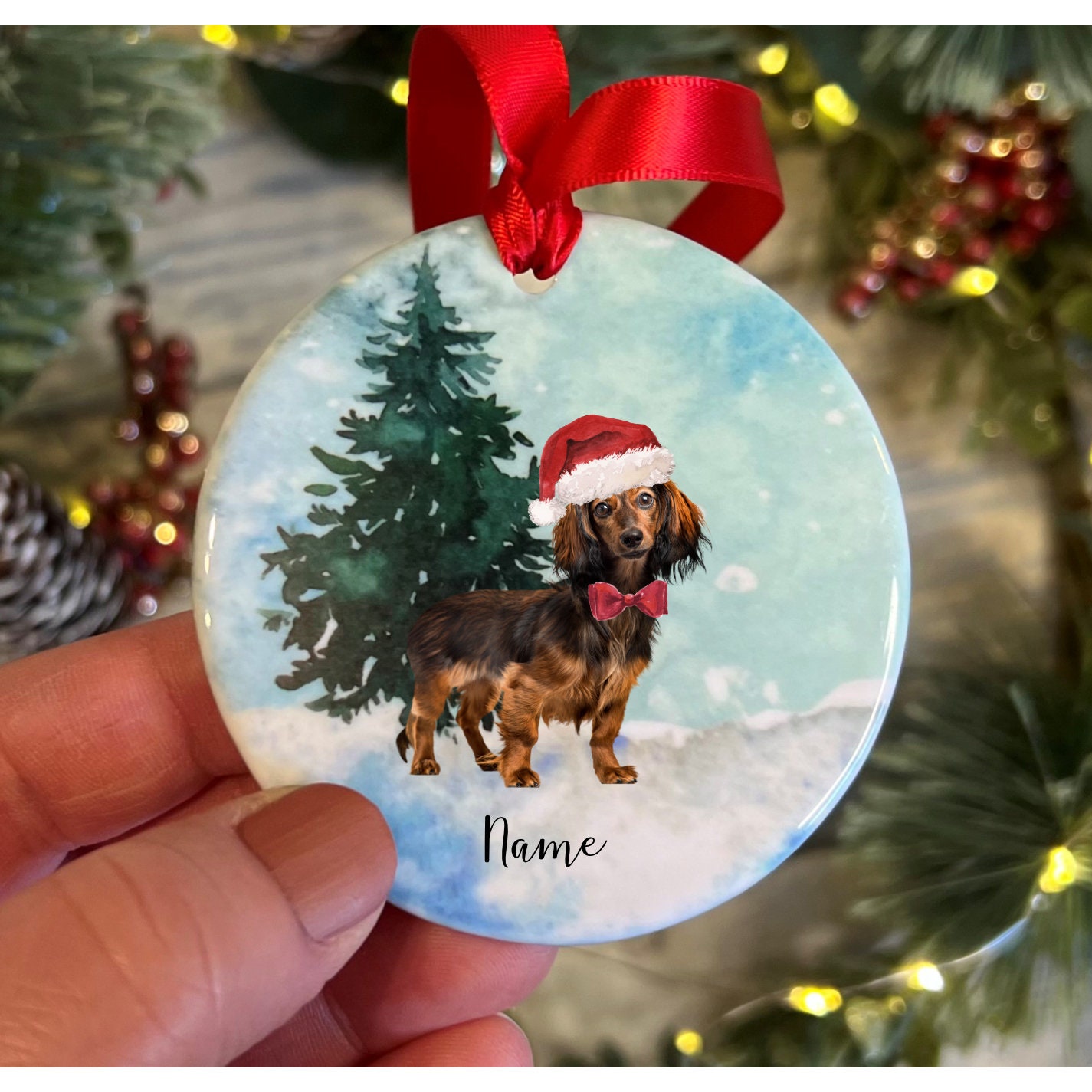 Festive Dachshund With Scarf Christmas Ornament - 1.5 Inch Dog Lover Holiday Decor