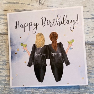 Personalised Happy Birthday Best Friends Card, Custom Made Best Friends Birthday Card