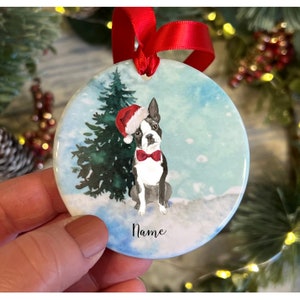 Personalised Boston Terrier Christmas Ornament, Dog Christmas Decoration, Dog Gift, Dog tree decoration,Boston Terrier Christmas decoration