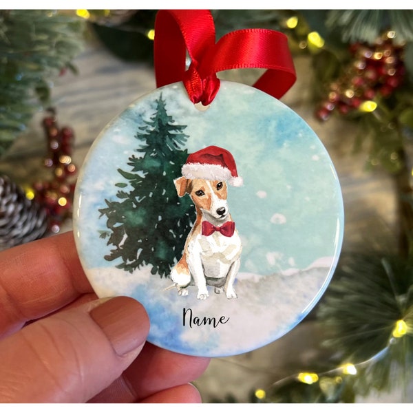 Personalised Jack Russell Christmas Ornament, Dog Christmas Decoration, Dog Gift, Dog tree decoration, Personalised Jack Russell Decoration