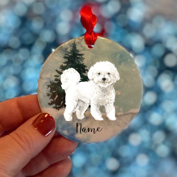 Bichon Frise Personalised Christmas Scene Ceramic Dog Etsy