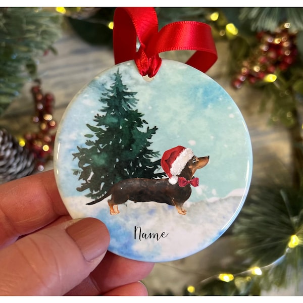 Personalised Dachshund Christmas Ornament, Dog Christmas Decoration, Dog Gift, Dog Tree Decoration, Sausage Dog Christmas Decoration