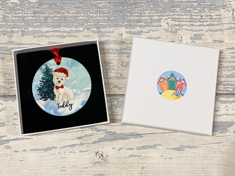 WoGuangis Airedale Terrier Décoration De Noël En Forme De Chien En Forme De Chiot Décoration De Noël Amusante à Suspendre Lanternes En Bois De Noël En