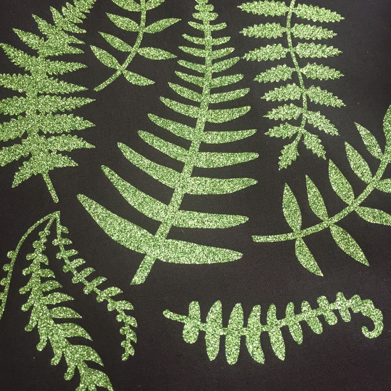 Bag for Life Botanical Style Bag Green Glitter Fern LeavesTote Bag Shopping Bag Garden Lovers Bag Garderers Bag