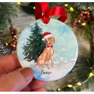 Personalised Hungarian Vizsla Christmas Ceramic, Dog Christmas Decoration, Dog tree decor, Personalised Vizsla Christmas decoration