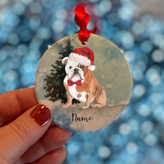 English bulldog christmas shop decorations
