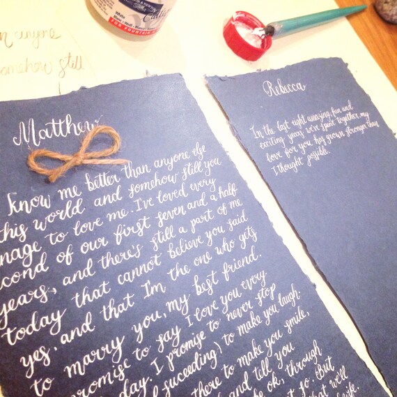 Calligraphy Wedding Vows Handwritten Wedding Vows Country Etsy