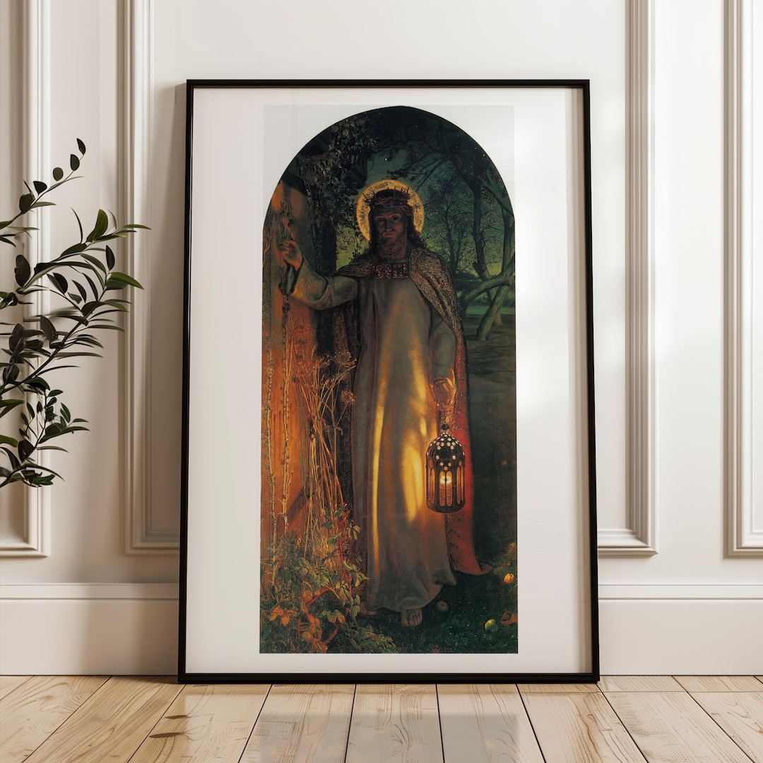 Jesus Light World Lantern Art Print Christian Poster Catholic Wall ...