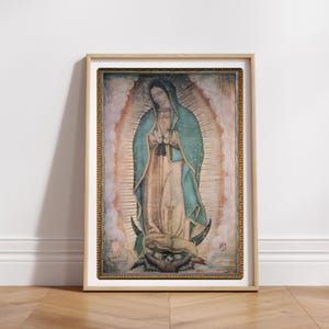Póster de Nuestra Señora de Guadalupe, decoración del hogar con arte católico, arte religioso para la pared, réplica de la Virgen de Guadalupe de la Santísima Virgen María