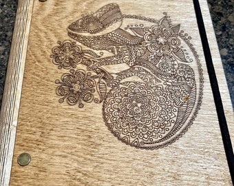 Laser Cut Notebook/Journal Mandala Chameleon