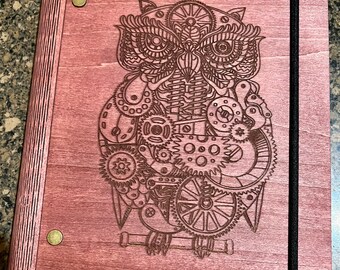 Laser Cut Notebook/Journal Steampunk Owl