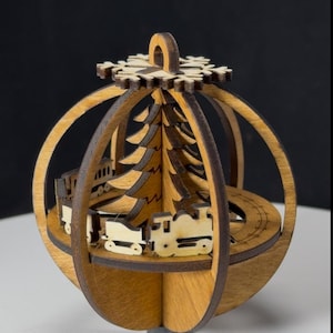 Wood Train Christmas Tree Ornament
