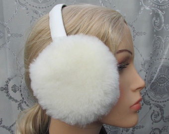 Earmuffs, white sheepskin