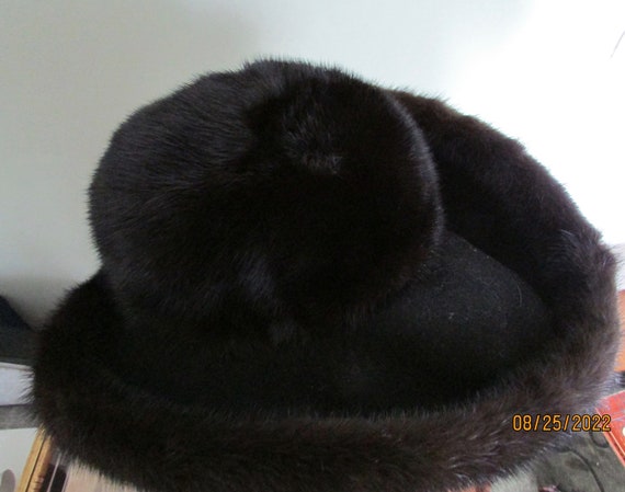 Mahogany Mink Fur and Black Felt Vintage Hat - Etsy display picture 3