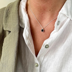 Shungite chain necklace, Black stone pendant, Wire wrap shungite pendant, Men necklace, Silver chain shungite pendant, Black stone choker