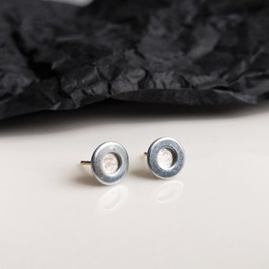 Sterling Silver Bolt Stud Earrings: Modernist Screw Earrings