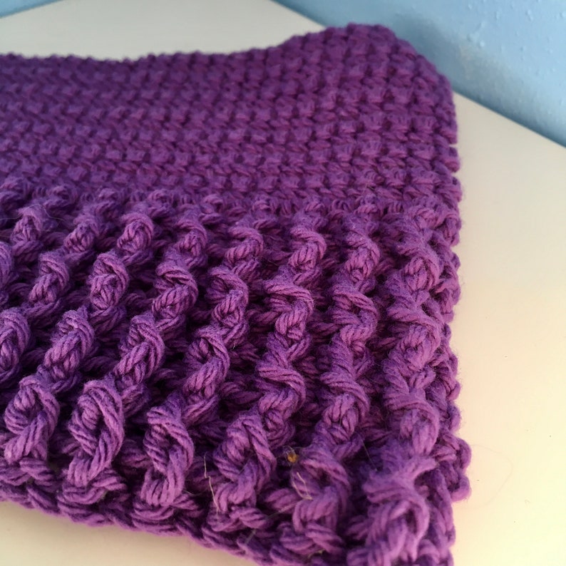 Jumbo Crochet Washrag, Purple, Smooth and Textured, Ready to Ship