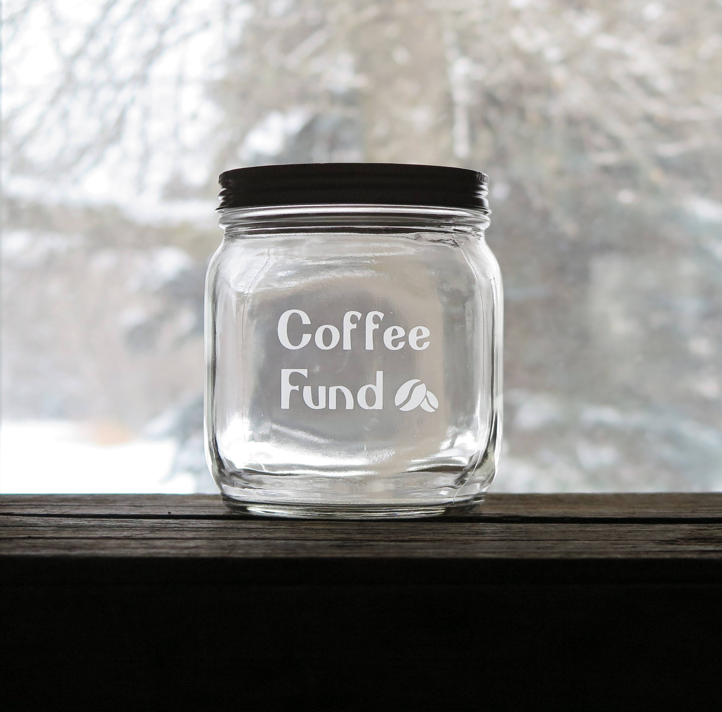 Coffee Fund Jar Vintage Glass Jar with Lid Modern Etching Etsy