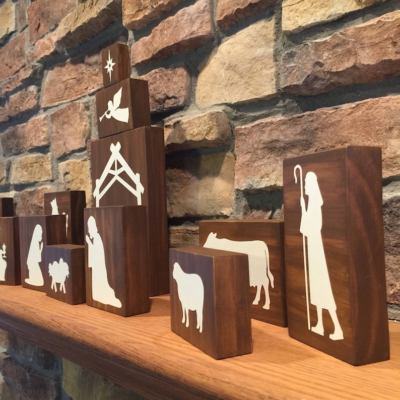 etsy wooden nativity set