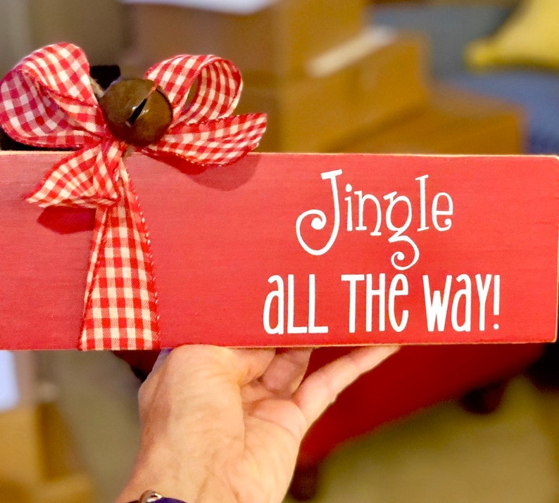 Jingle Bell Block Wooden Christmas Sign Jingle All the Way Etsy