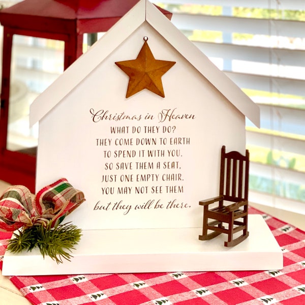 Christmas in Heaven - Heaven Sign - Christmas Decor - Christmas Memorial - Heaven Poem - Memorial Gift - Empty Chair Poem - Remembrance Gift