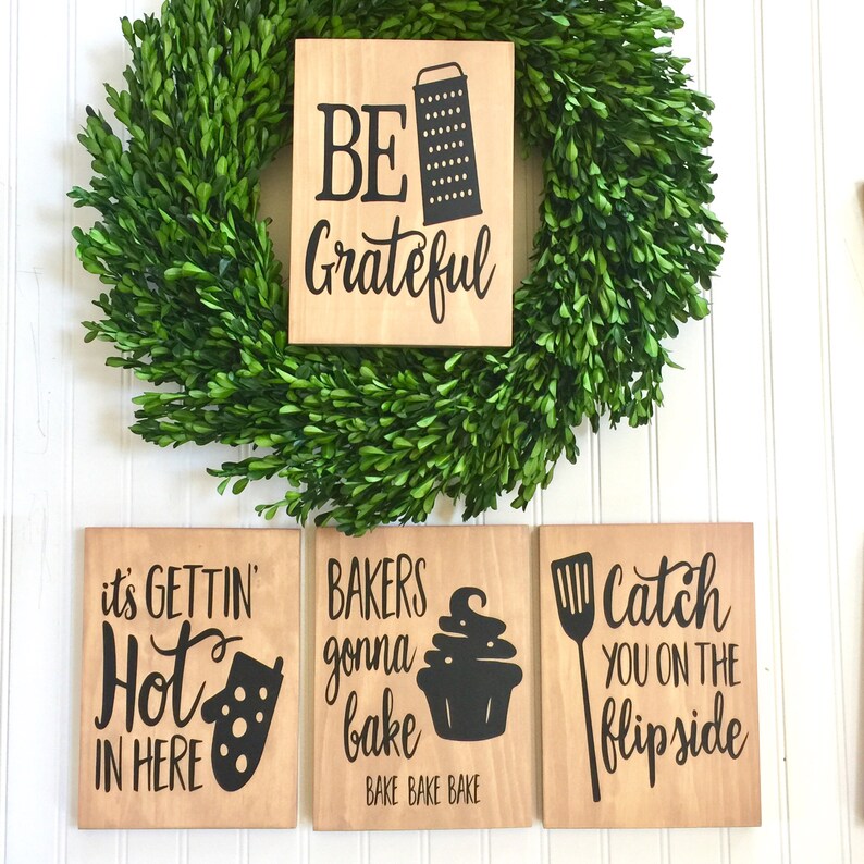 Funny Kitchen Signs Set of 3 Rustic Kitchen Decor Wedding Etsy