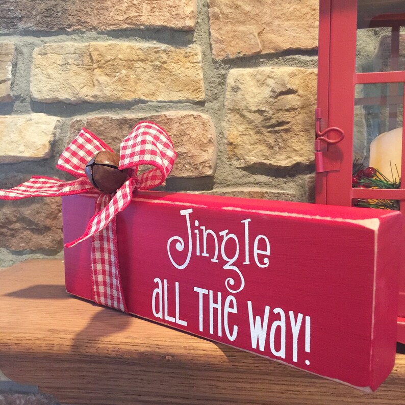 Jingle Bell Block Wooden Christmas Sign Jingle All the Way Etsy