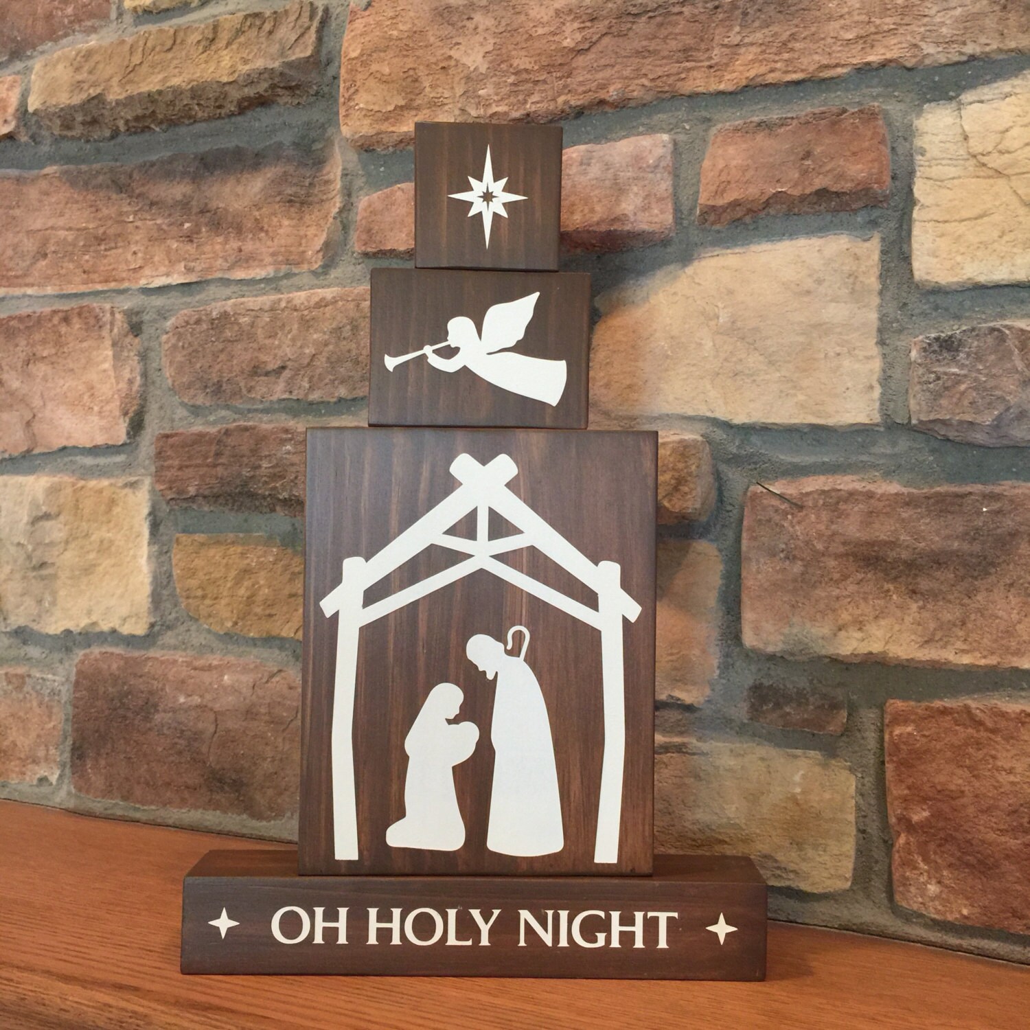 Wood Nativity Blocks Wood Nativity Set Oh Holy Night Etsy Canada