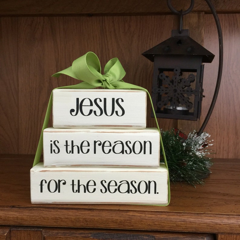 Jesus is the Reason for the Season Blocks Christmas Decor Etsy