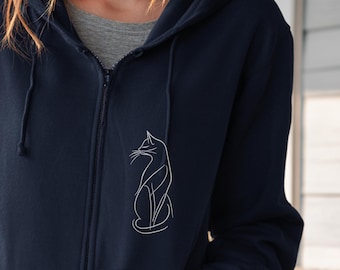 Cat Pattern Zip up Hoodie, Kitten Front Zipper Pocket Men Women