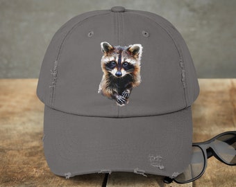 Wildtier-Waschbär-Wanderkappe, Unisex Waschbär-Trucker-Hut, Waschbär-Camping im Freien verstellbare Baumwolltwillkappe, Geschenk für Wildtierliebhaber