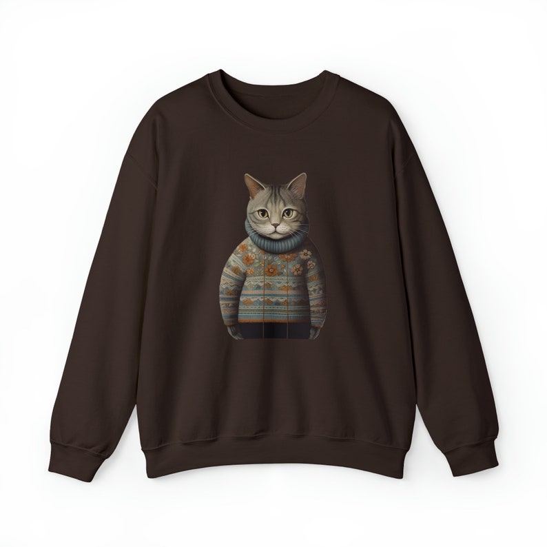 Cats in Sweaters Sweatshirt, Cute Artistic Boho Illustration, Beautiful Astethic Cat Drawing