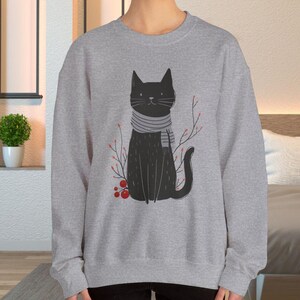Minimalist Cat Sweatshirt, Cute Black Cat Shirt, Dapper Dressed Country Cat Lover Gift, Cat Mom Sweater Gift, Holiday Hoodie, Teacher Gift