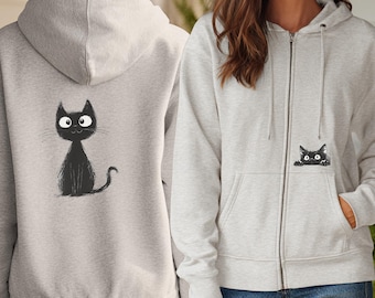 ☘️かわいい黒猫刺繍 レディースもこもこパーカー 暖かい ブラック M ☆限定☆聖天使神猫刺繍パーカー [俺の妹がこんなに可愛いわけがない