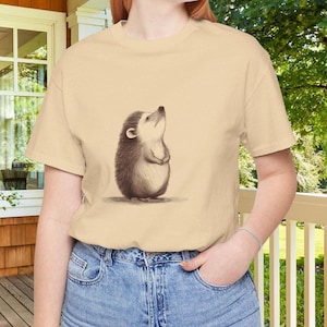 Adorable Hedgehog Unisex Jersey Tee, Cute Animal Shirt, Nature Lover Gift, Casual Outfit, Everyday Wear