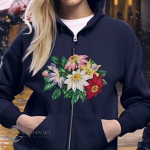 Flower Zip Hoodie - Etsy