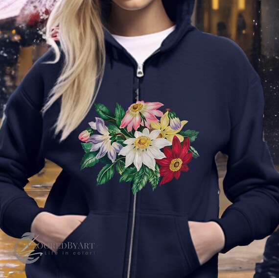 Flower zip up hoodie deals