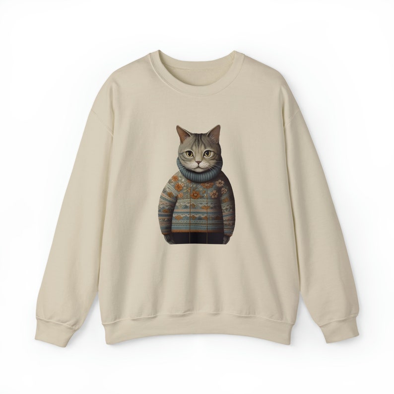Cats in Sweaters Sweatshirt, Cute Artistic Boho Illustration, Beautiful Astethic Cat Drawing