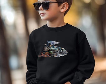 Sudadera de aventura en tren para niños pequeños, linda sudadera para niños, sudadera para niñas, regalo para niños pequeños, regalo de cumpleaños
