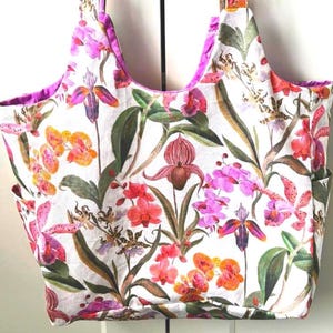 Large handmade tote bag with pockets