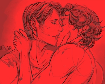 Hannigrama "Dos corazones se convierten en uno" Impresión de 5" x 7"