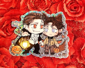 3" x 3" Chibi Hannigram Halloween Glitter Stickers