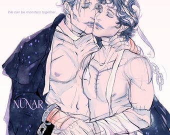 11" x 14" Print We can be Monsters Together Hannibal Frankenstein AU